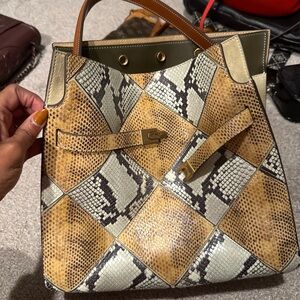 Elegant Patchwork Snakeskin Satchel